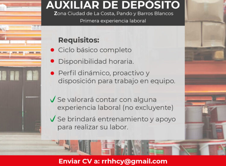 Oportunidad laboral – Auxiliar de depósito