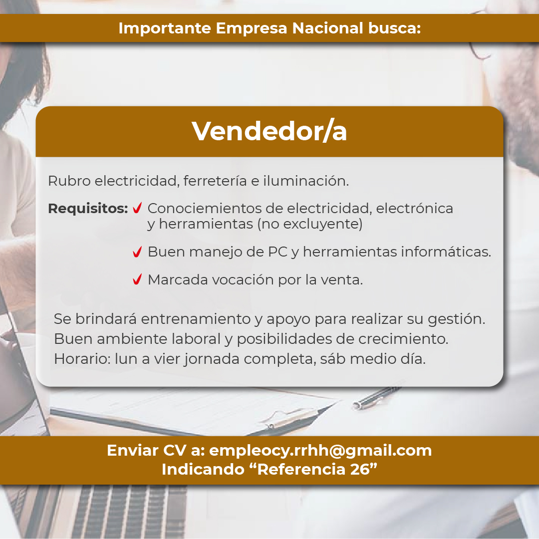 Oportunidad laboral – Vendedor/a