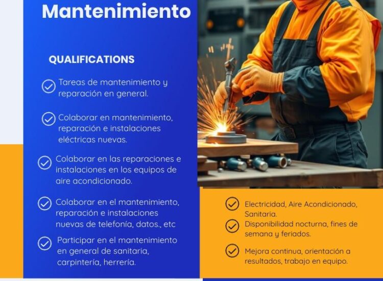 Oportunidad laboral – Auxiliar de mantenimiento