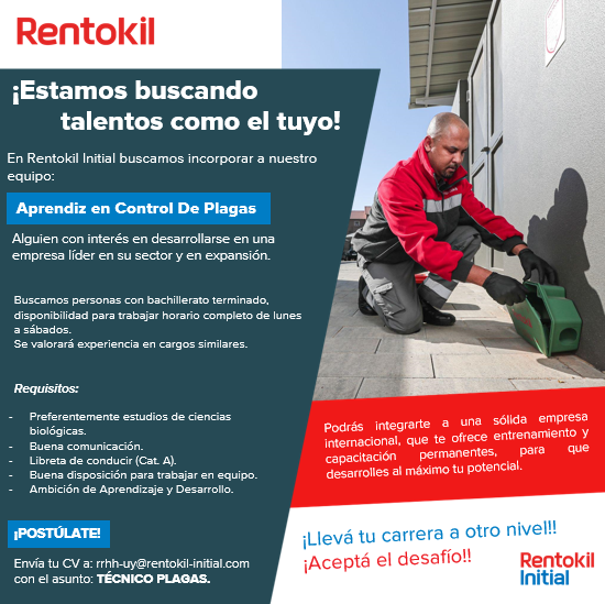 Oportunidad laboral – Aprendiz en Control de Plagas