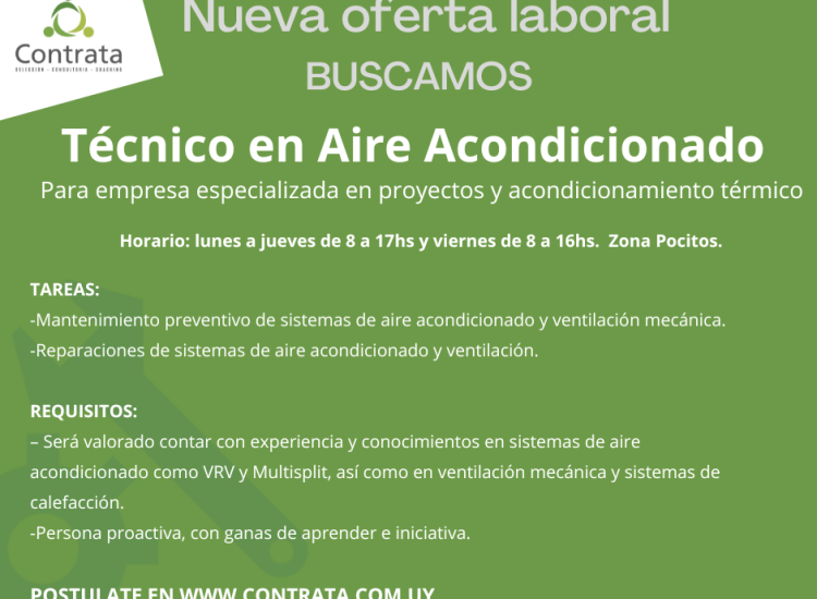 OPORTUNIDAD LABORAL – AIRE ACONDICIONADO