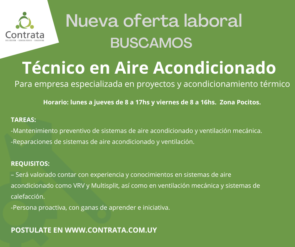 OPORTUNIDAD LABORAL – AIRE ACONDICIONADO