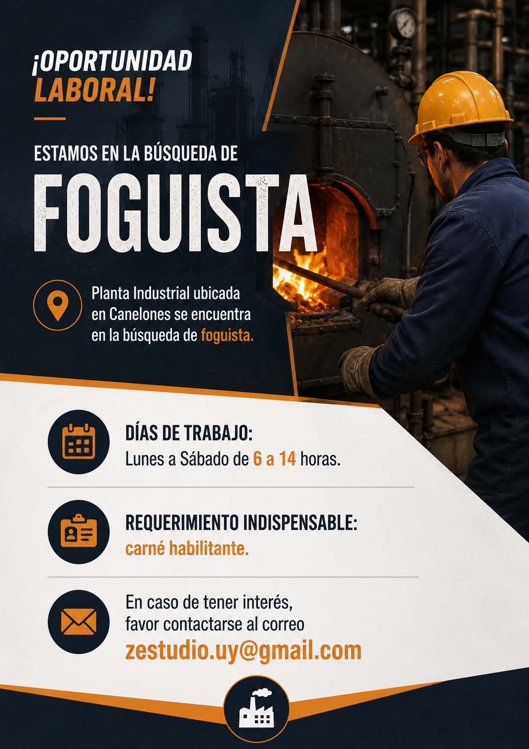OPORTUNIDAD LABORAL – FOGUISTA