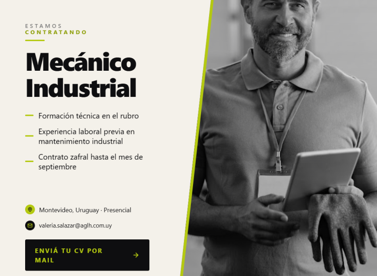 OPORTUNIDAD LABORAL – MECÁNICO INDUSTRIAL