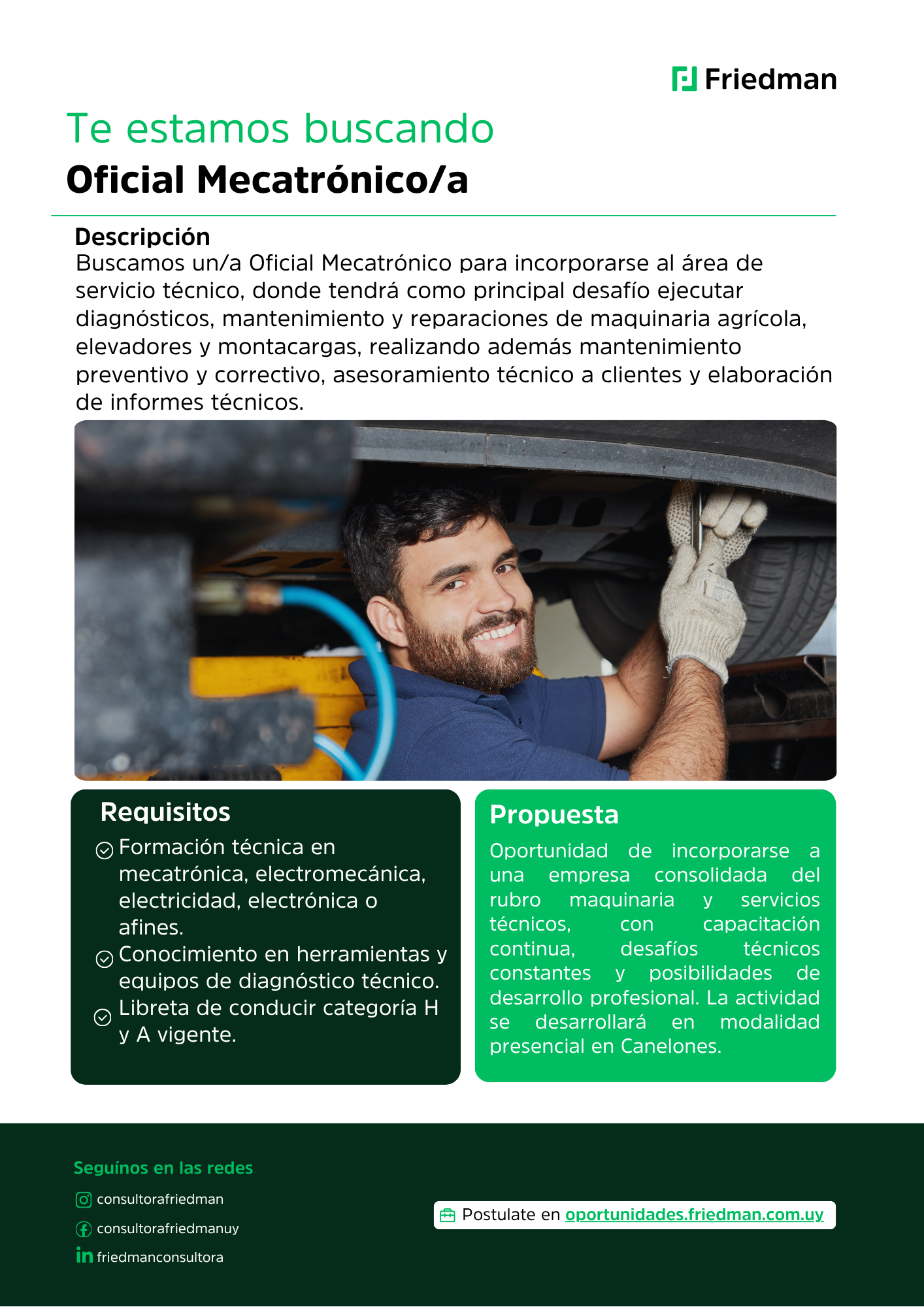 OPORTUNIDAD LABORAL – OFICIAL MECATRÓNICO