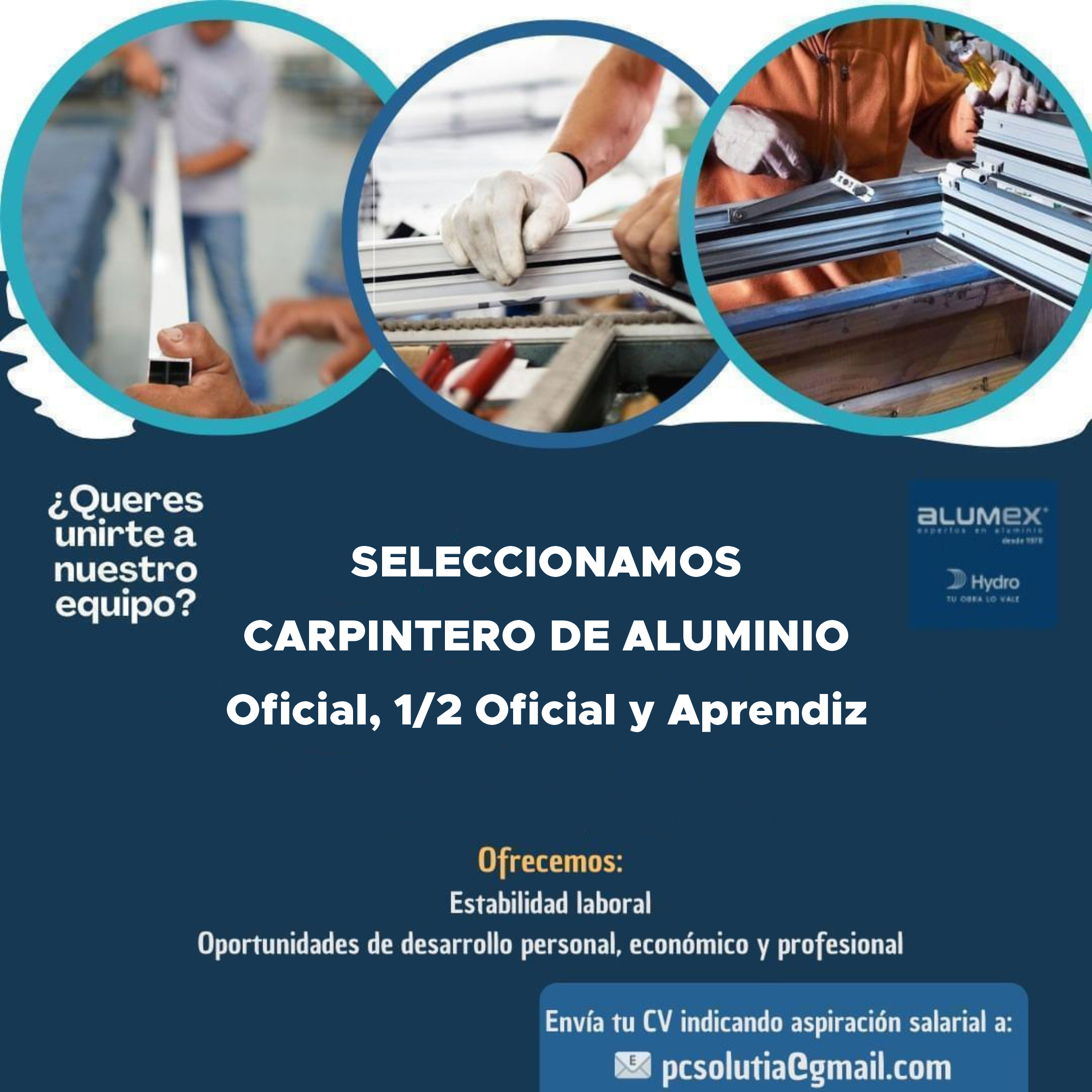 OPORTUNIDAD LABORAL – CARPINTERÍA EN ALUMINIO