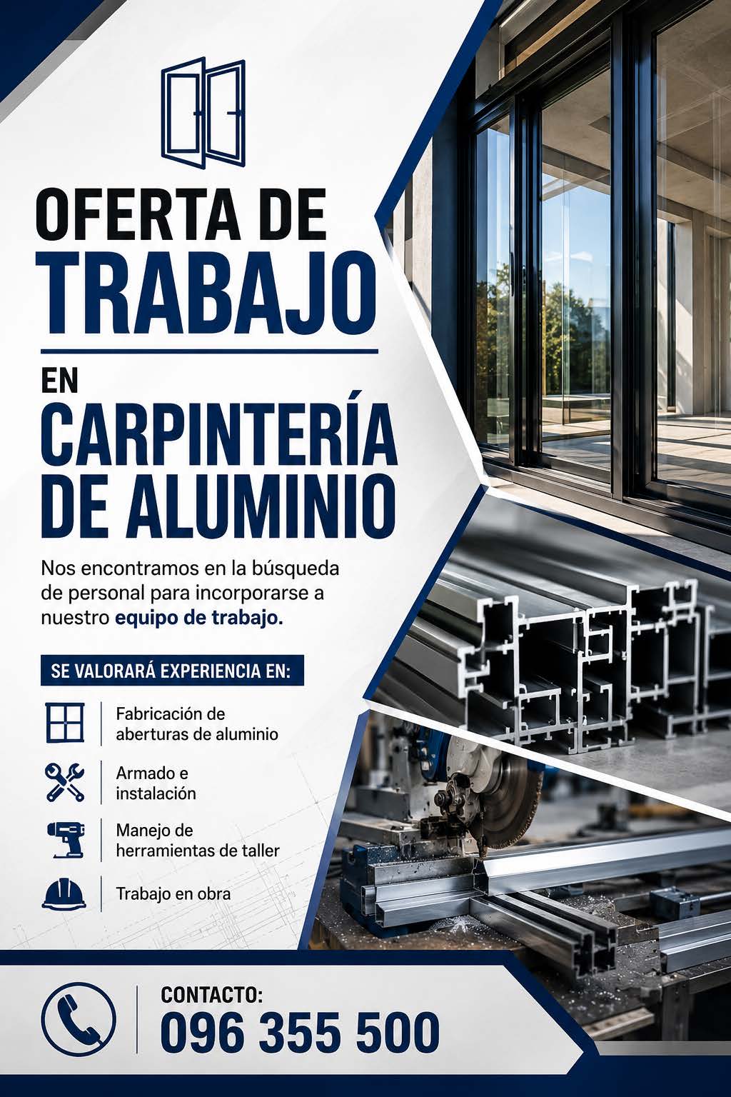 OPORTUNIDAD LABORAL – CARPINTERÍA EN ALUMINIO.