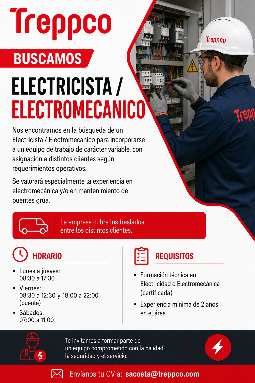 OPORTUNIDAD LABORAL – ELECTRICISTA – ELECTROMECÁNICO