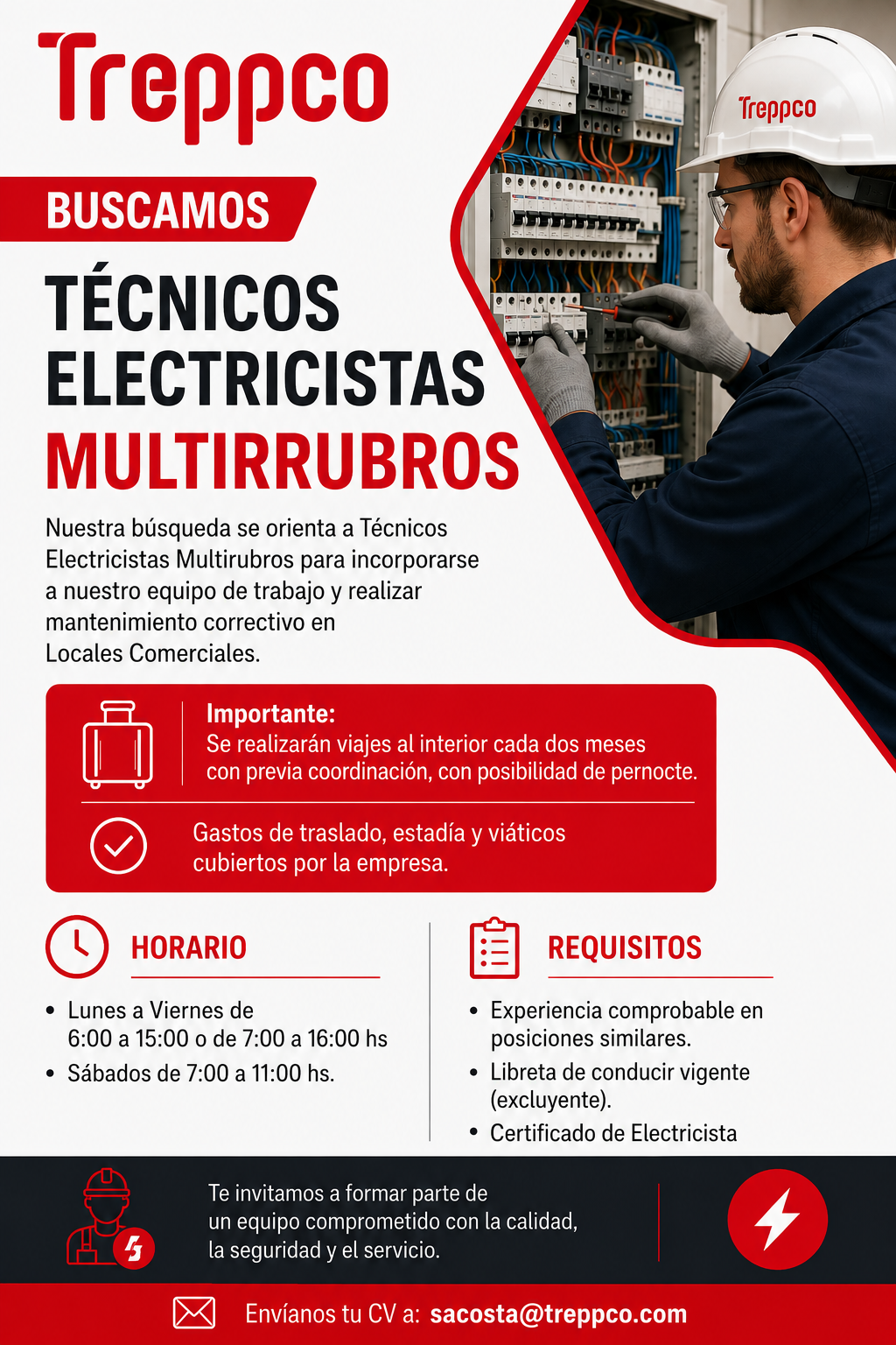 OPORTUNIDAD LABORAL – ELECTRICISTA MULTIRRUBRO
