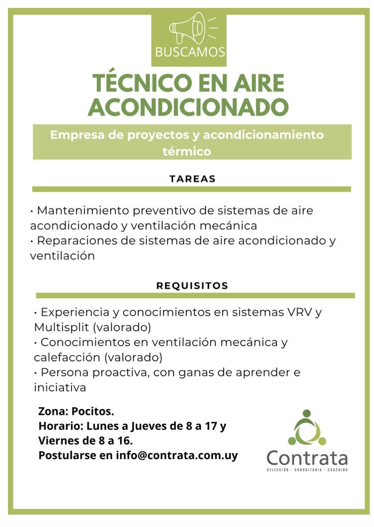 OPORTUNIDAD LABORAL – AIRE ACONDICIONADO